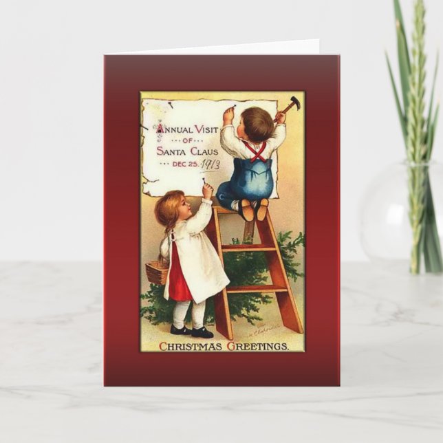 Boy and Girl Greetings Holiday Card (Front)