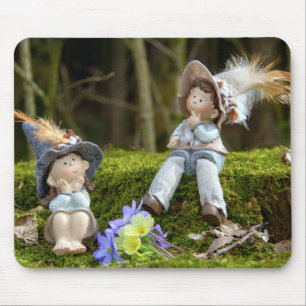 Boy and Girl on Moss Mouse Mat
