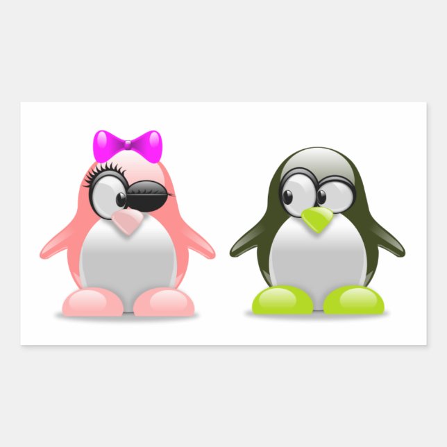 Boy and Girl Penguins Sticker (Front)