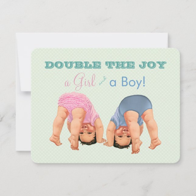Boy and Girl Twin Baby Shower Invitation (Front)