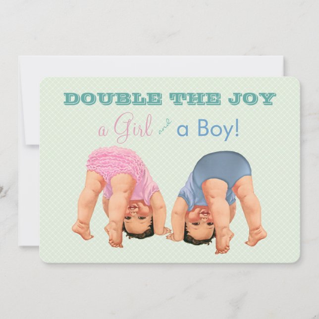Boy and Girl Twin Baby Shower Invitation (Front)