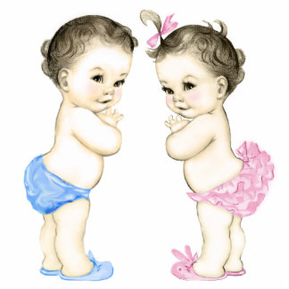 Boy and Girl Twin Baby Shower Standing Photo Sculpture