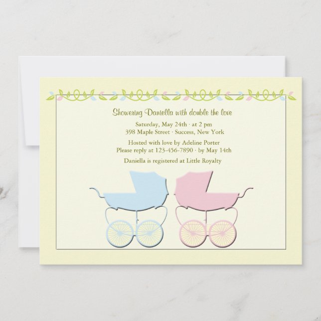 Boy and Girl Twins Baby Shower Invitation (Front)