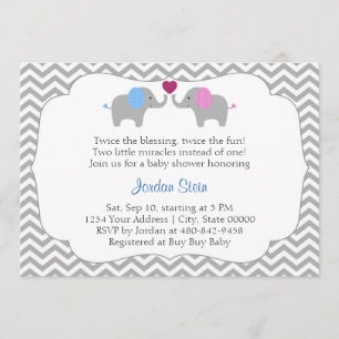 Boy and Girl Twins Baby Shower Invitation