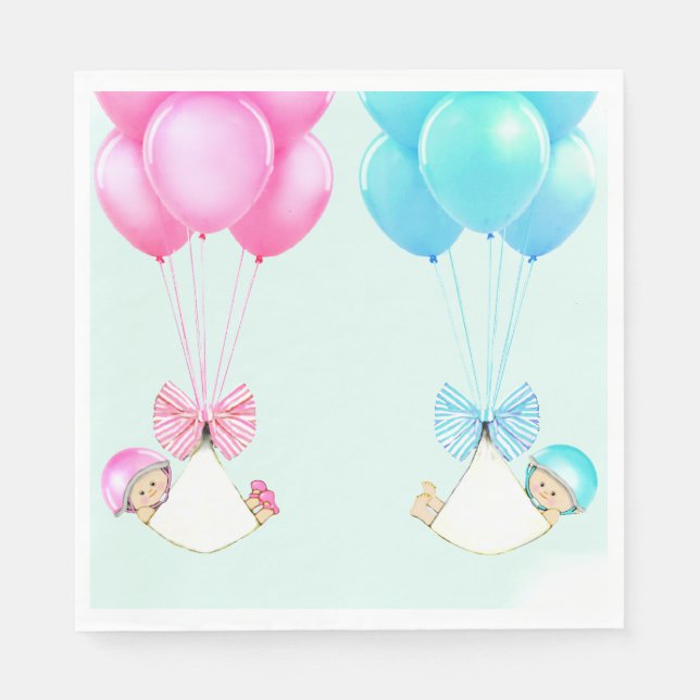 Boy and Girl Twins Baby Shower Napkin (Front)