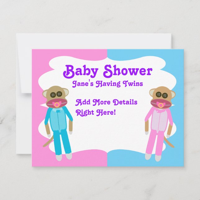 Boy and Girl Twins Blank Invite (Front)