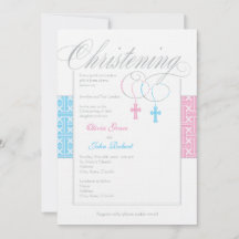 Boy and Girl Twins Christening Invitation