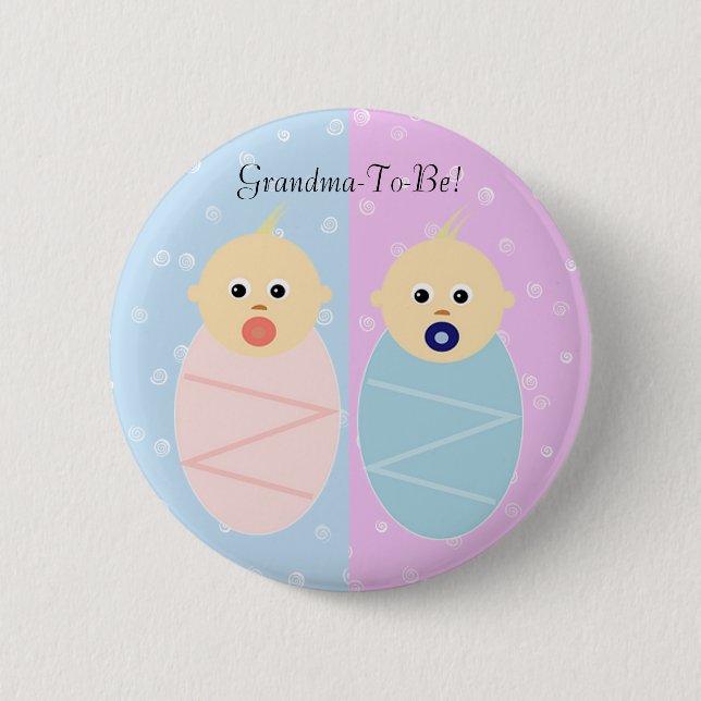 Boy and Girl Twins Grandmother Button (Front)