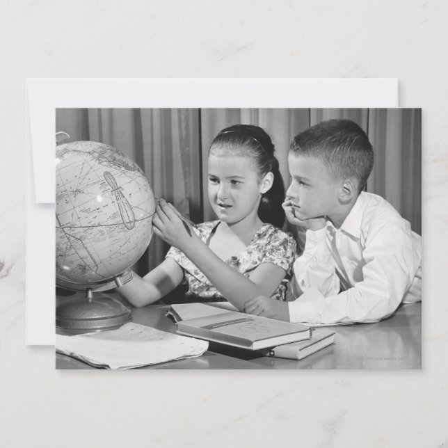 Boy and Girl Viewing Globe (Front)