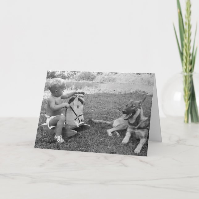 Boy and His Dog Greeting Card (Front)