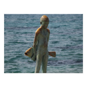 Boy and his Fish statue Paphos seafront Poster