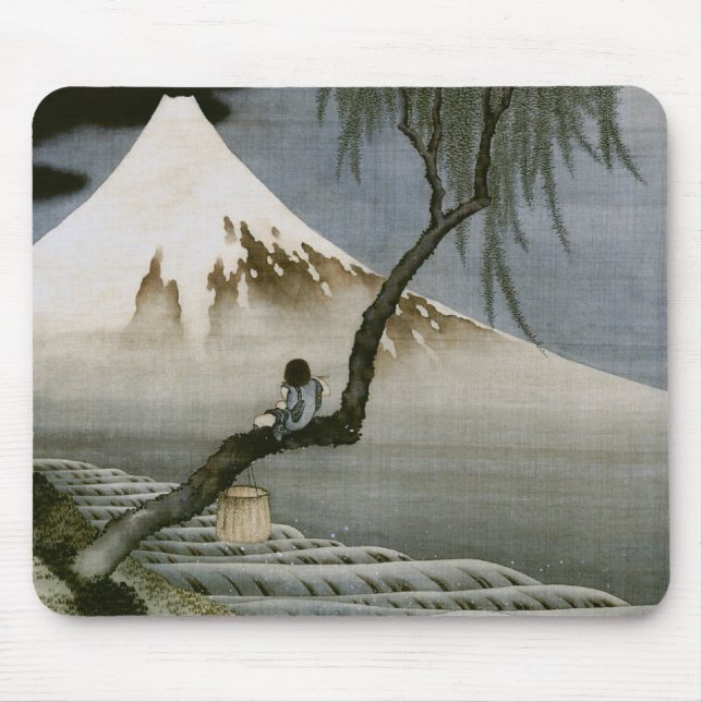 Boy and Mount Fuji Hokusai Japanese Fine Art Mouse Mat (Front)