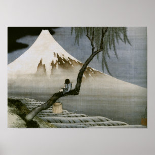 Boy and Mount Fuji Hokusai Japanese Fine Art Poster