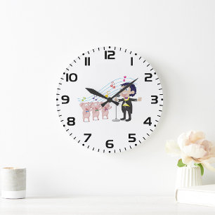 Boy And Pigs Singing Large Clock
