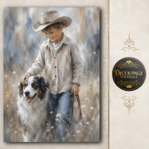 Boy and Ranch Dog Decoupage
