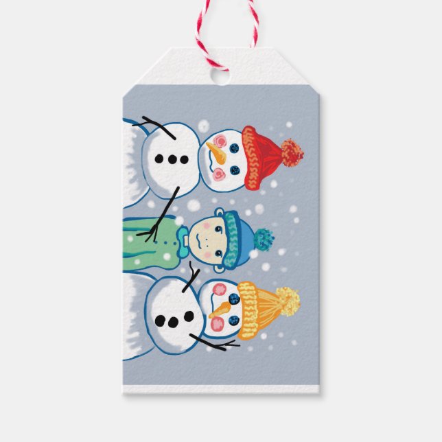 Boy and snowmen gift tags (Front)