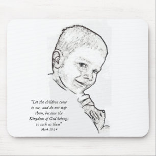 Boy and Teddy (Mark 10:14) Mouse Mat