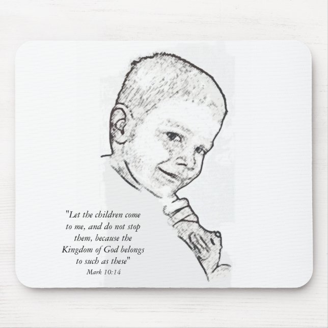 Boy and Teddy (Mark 10:14) Mouse Mat (Front)