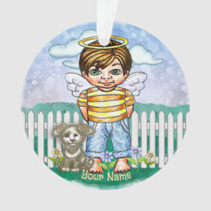 Boy Angel and Dog  Ornament