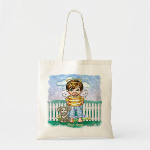 Boy Angel and Dog  Tote Bag
