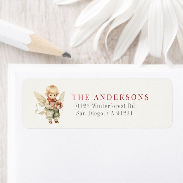 Boy Angel Christmas Holiday Return Address (Insitu)
