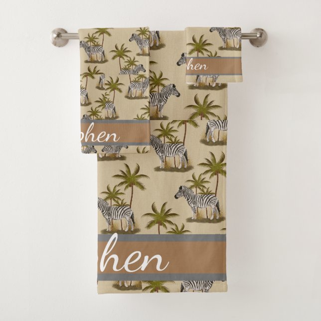 Boy animal print ,zebra African animal nature  Bath Towel Set (Insitu)