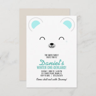 boy ANY AGE winter POLAR BEAR birthday party Invitation