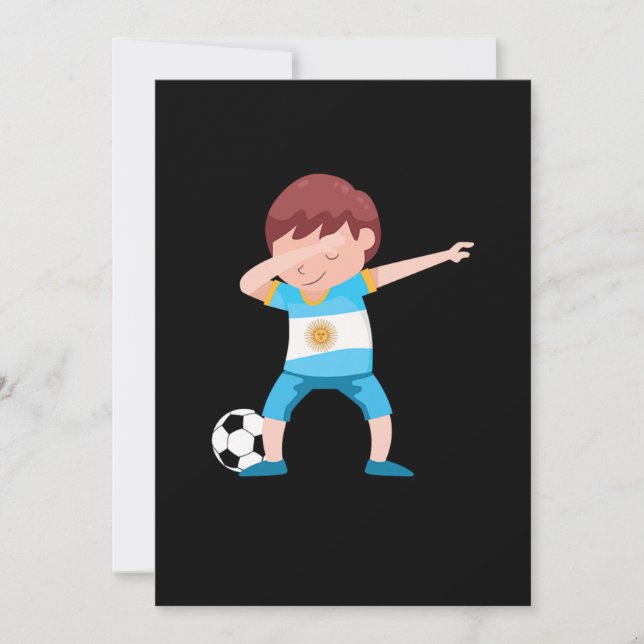 Boy Argentina Football Floss Soccer Player Gift Invitation (Front)