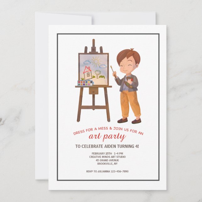 Boy Artist Invitation (Front)