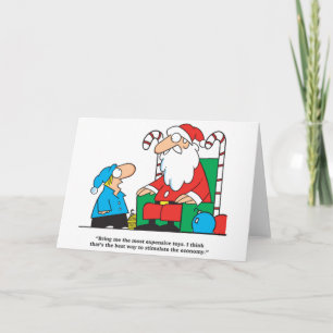 Boy asking Santa Stimulate Economy Greeting Card