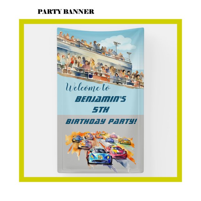 Boy Auto Racing Theme 5th Birthday Party Banner  (Creator Uploaded)