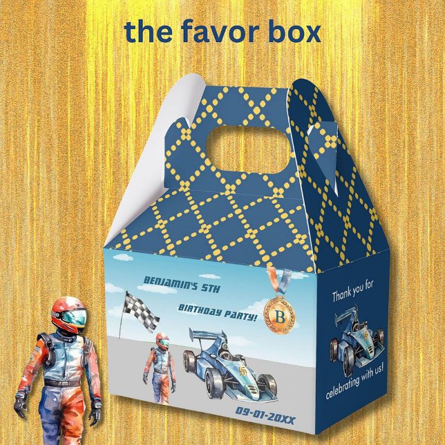 Boy Auto Racing Theme 5th Birthday Party  Favour Box (Creator Uploaded)
