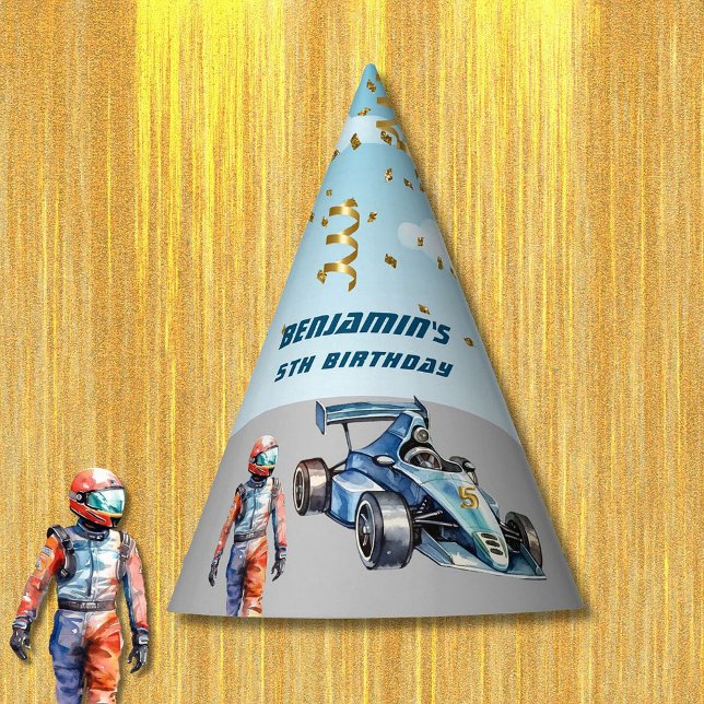 Boy Auto Racing Theme 5th Birthday  Party Hat (Creator Uploaded)