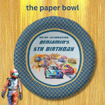Boy Auto Racing Theme 5th Birthday Party Paper Plate<br><div class="desc">Keep the racing enthusiasm going with this charming and unique paper bowl  -  the racing car's with the birthday boy's car in front place (of course).  Yes,  join the celebration for a very special birthday party.  Any design questions just send a chat and we'll be delighted to assist.</div>