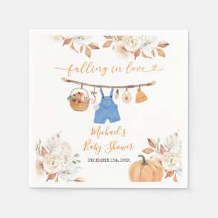 Boy Autumn Clothes Pumpkin Fall Baby Shower Napkin
