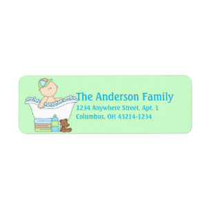 Boy Baby Bathtime Address Labels