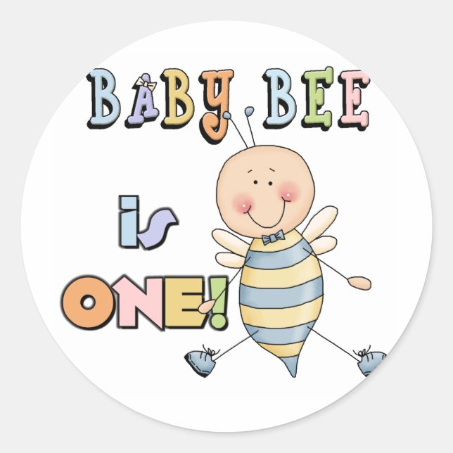 Boy Baby Bee 1st Birthday Tshirts and Gifts Classic Round Sticker (Front)