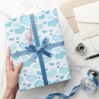 Boy Baby Blue Hearts Wrapping Paper – Cute Pattern