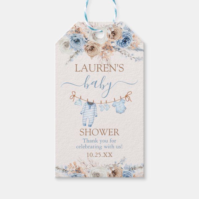 Boy Baby Clothes Baby Shower Gift Tag (Front)
