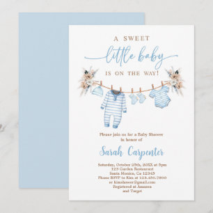Boy Baby Clothes Baby Shower Invitation