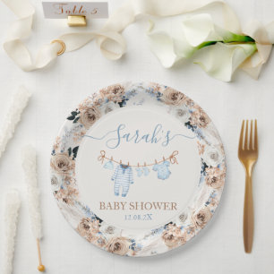 Boy Baby Clothes Baby Shower Paper Plates