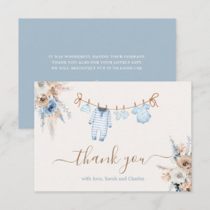 Boy Baby Clothes Baby Shower Thank You Card
