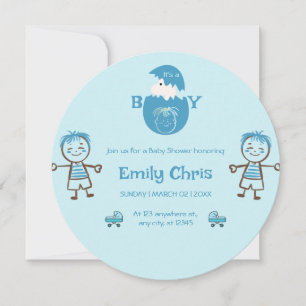 Boy Baby Gender Reveal Party Invitation