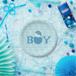 Boy Baby Gender Reveal Party Paper Plate