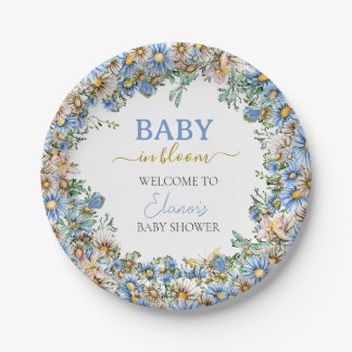 Boy Baby in Bloom Wildflower Baby Shower Paper Paper Plate