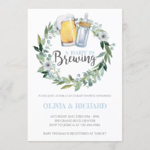 Boy Baby is Brewing Baby Shower Invitation