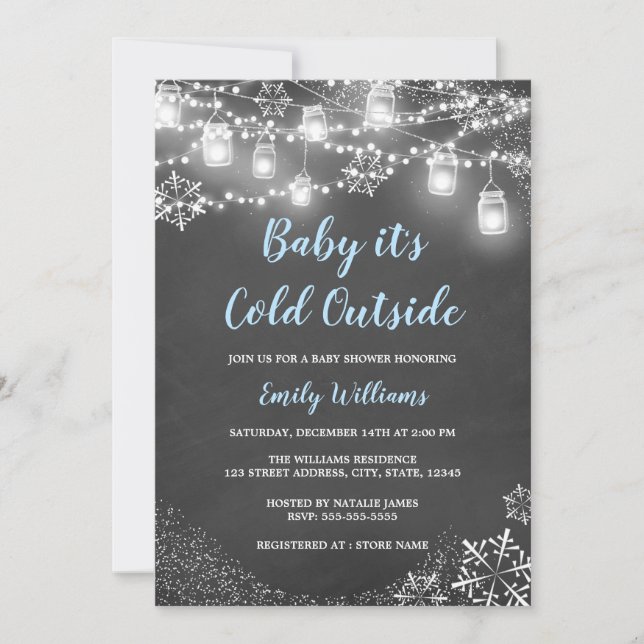 Boy Baby it's Cold Outside Winter Baby Shower Invitation (Front)