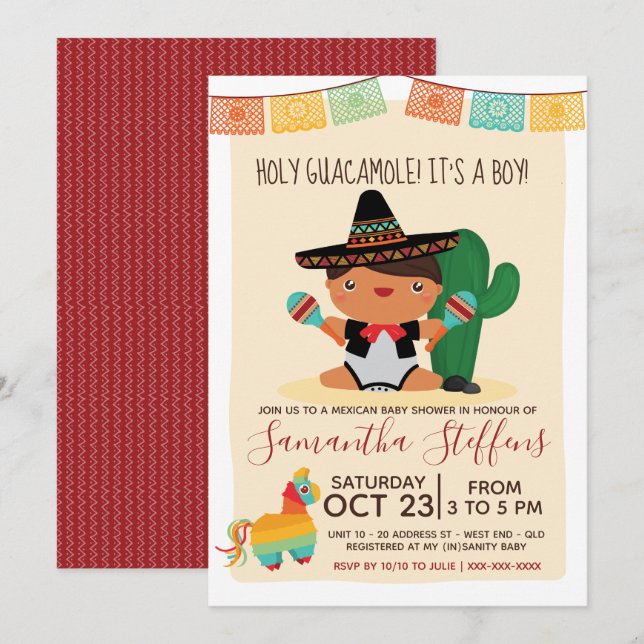 Boy Baby Mariachi Baby Shower Invitation (Front/Back)