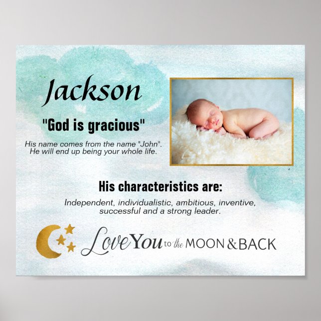 Boy Baby Name Meaning Photo Modern Love To Moon Poster (Front)