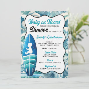Boy Baby on Board Baby Shower Invitation